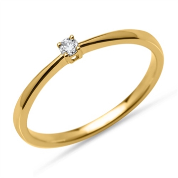 Solitairering i 14 kt. Guld med diamant 0,05 ct.
