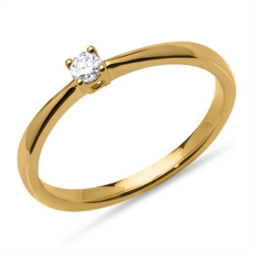 Solitaire ring i 18 kt. Guld med Diamant - 0,10 ct.