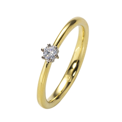 Solitairering i 14 kt. Guld og Hvidguld med Diamant - 0,25 ct.