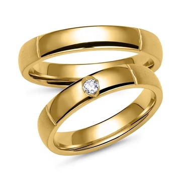 Vielsesringe i Guld med Diamant 0,07 ct.