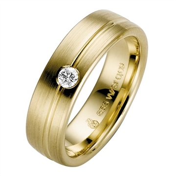 Vielsesring i Guld med Diamant 0,09 ct. - 6 mm