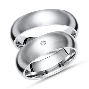 Vielsesringe i Titanium med Diamant