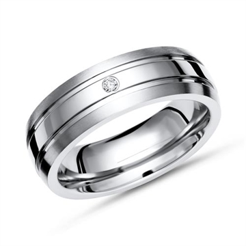 Vielsesring i Titanium med Diamant 0,02 ct - 6 mm