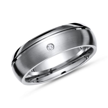 Vielsesring i Titanium med Diamant 0,02 ct. - 6 mm