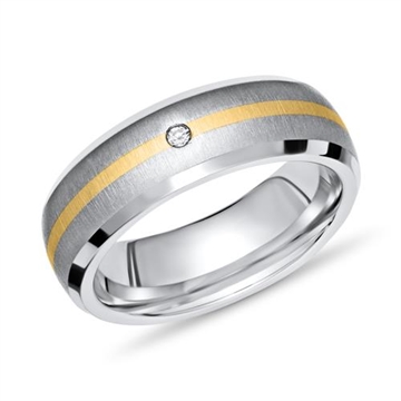 Vielsesring i Titanium og 14 kt. Guld med Diamant 0,02 ct. - 6 mm