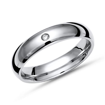 Vielsesring i Titanium med Diamant 0,02 ct. - 4 mm