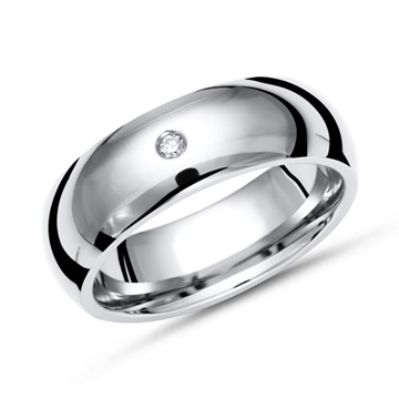 Vielsesring i Titanium med Diamant 0,02 ct - 6 mm