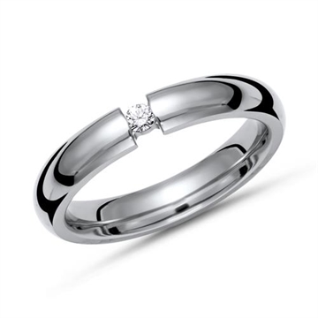 Vielsesring i Titanium med Diamant 0,05 ct - 4 mm