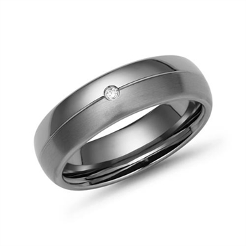 Vielsesring i Titanium med Diamant 0,02 ct - 6 mm