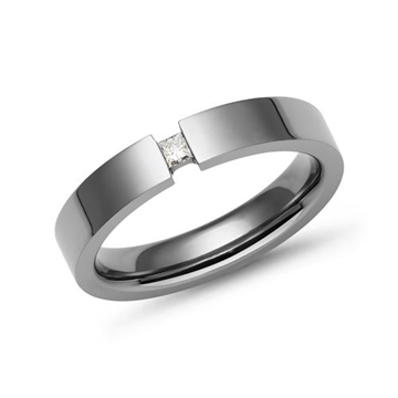 Vielsesring i Titanium med Diamant 0,05 ct. - 4 mm