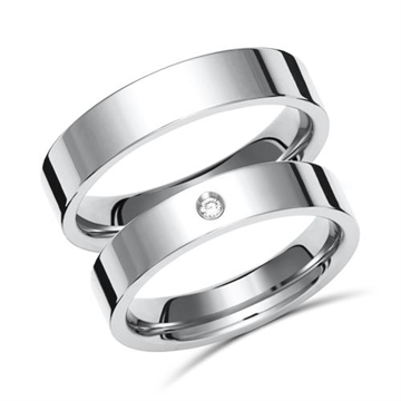 Vielsesringe i Titanium med Diamant 0,02 ct. - 4 mm