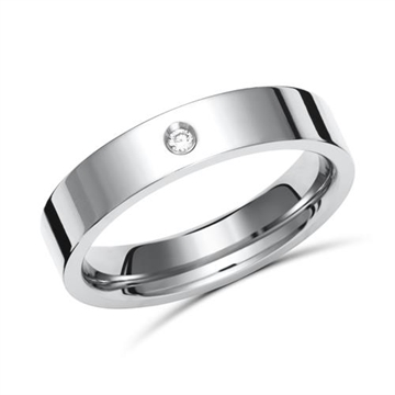 Vielsesring i Titanium med Diamant 0,02 ct. - 4 mm