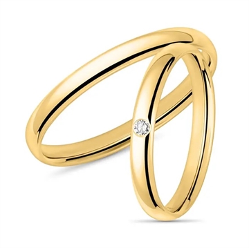 Vielsesringe i Guld med Diamant