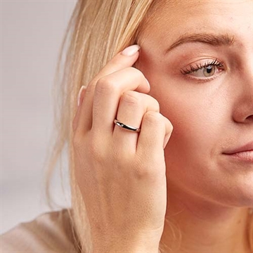 Vielsesring i Stål med Zirkonia - 3 mm