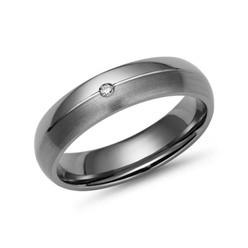 Vielsesring i Titanium med Diamant 0,02 ct. - 5 mm