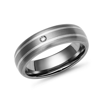 Vielsesring i Titanium og Sølv med Diamant