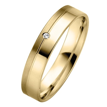 BARTOLI First vielsesring i 14 kt. Guld med Diamant - 4 mm