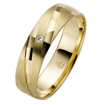 Vielsesring i 14 kt. Guld med Diamant 0,01 ct.- 5 mm