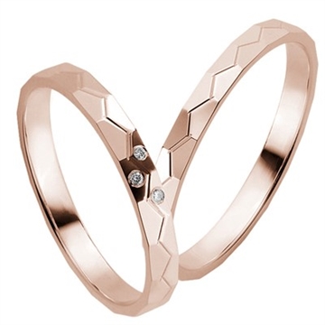 BARTOLI First Vielsesringe i Rosaguld med Diamanter 0,015 ct. - 2,5 mm