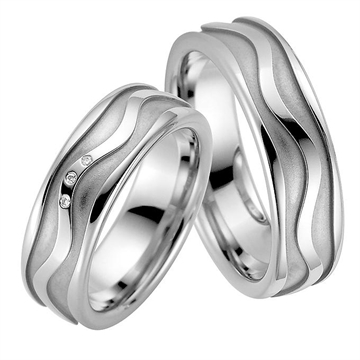 Vielsesringe i Sølv med Diamanter 0,015 ct - 7 mm
