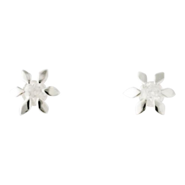 Ørestikker i Sølv med Blomster og Diamanter - 0,06 ct.