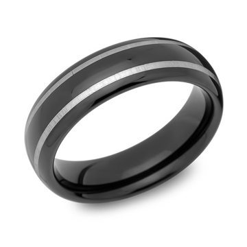 Sort Vielsesring i Tungsten - 6 mm