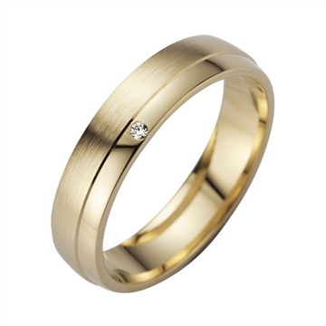 Vielsesring i Guld med Diamant 0,01 ct. - 4,5 mm
