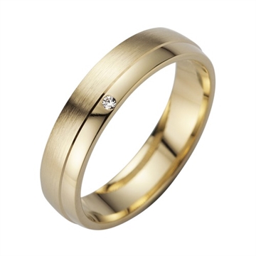 Vielsesring i Guld med Diamant 0,01 ct. - 4,5 mm