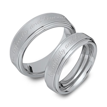Vielsesringe i Tungsten 6 mm - Udvendig lasergravering