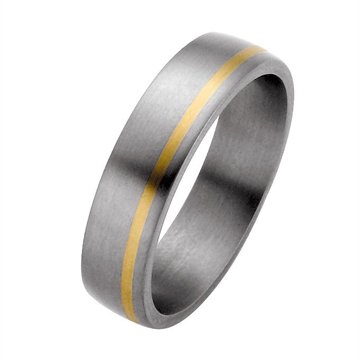 Vielsesring i Titanium og 14 kt. Guld - 6 mm