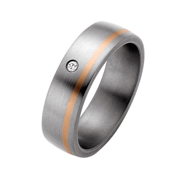 Vielsesring i Titanium og 14 kt. Rosaguld - 6 mm