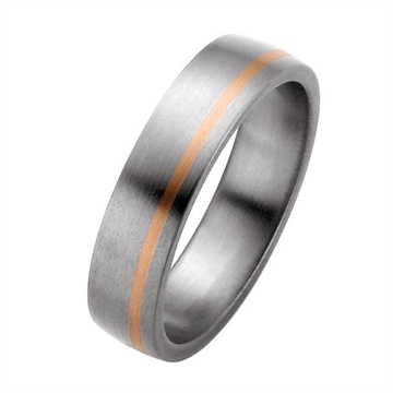 Vielsesring i Titanium og 14 kt. Rosaguld - 6 mm