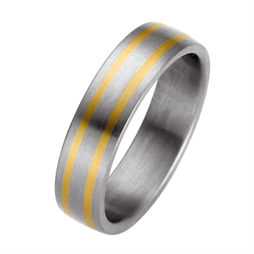 Vielsesring i Titanium og 14 kt. Guld - 6 mm