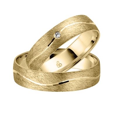 BARTOLI First vielsesringe i 14 kt. Guld  med Diamant 0,01 ct- 5 mm