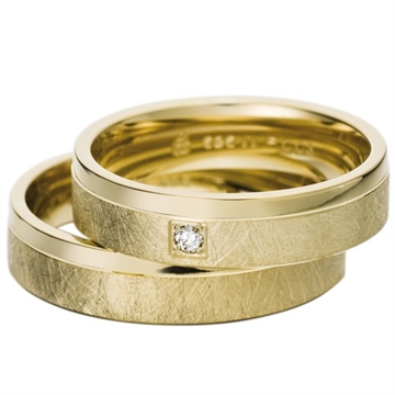 Vielsesringe i Guld med Diamant 0,03 ct. - 5 mm