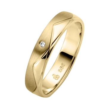 Vielsesring i 8 kt. Guld med Diamant 0,01 ct. - 4 mm