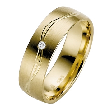 Vielsesring i Guld med Diamant 0,02 ct. - 6 mm