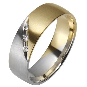 Vielsesring i Guld og Hvidguld med Diamanter - 0,05 ct.