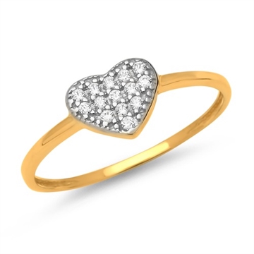 Ring i 8 kt.  Guld med Hjerte og Zirkonia