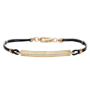 Læderarmbånd med Diamanter - 0,01 ct. - 19 cm