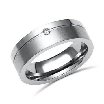 Vielsesring i Titanium med Diamant 0,02 ct. - 6 mm