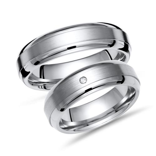 Vielsesringe i Titanium med Diamant 0,02 ct. - 6 mm