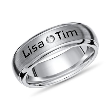 Vielsesring i Titanium med Diamant 0,02 ct - 6 mm