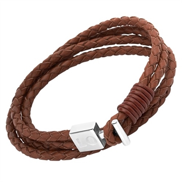 Brunt læderarmbånd med Stållås