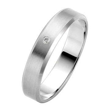 Vielsesring i Palladium med Brillant 0,01 ct - 4 mm