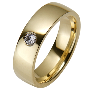 Vielsesring i Guld med Diamant - 6 mmVielsesring i Guld med Brillant 0,10 ct - 6 mm