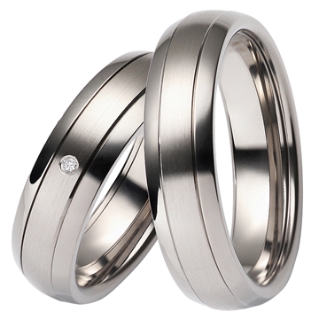 Vielseseringe i Titanium & Palladium 0,01 ct. - 6 mm