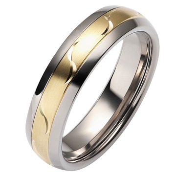 Vielsesring i Titanium og 8 kt. Guld - 6 mm