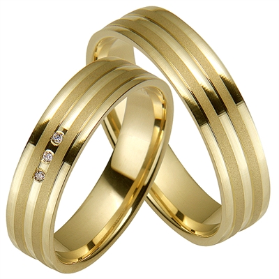 Vielsesringe i Guld med Diamanter 0,02 ct. - 5 mm