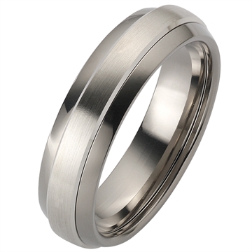 Vielsesring i Titanium og 8 kt. Hvidguld - 6 mm